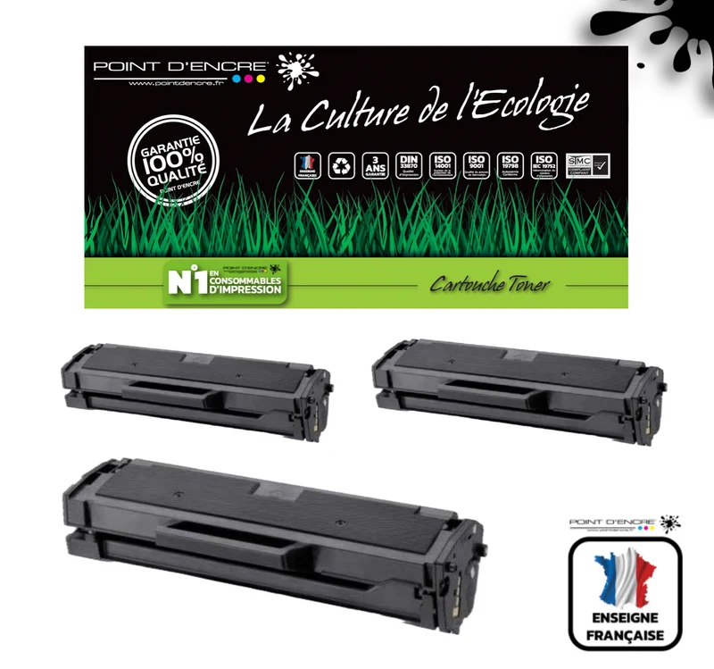 MLT-D111L / MLT-D111S - 3 X NOIR - Grande capacité Marque Francaise POINT D'ENCRE SU799A / SU810A pour Imprimantes compatibles Samsung (clsa)