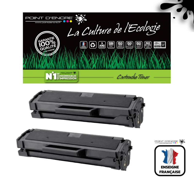 MLT-D111L / MLT-D111S - 2 X NOIR - Grande capacité Marque Francaise POINT D'ENCRE SU799A / SU810A pour Imprimantes compatibles Samsung (clsa)