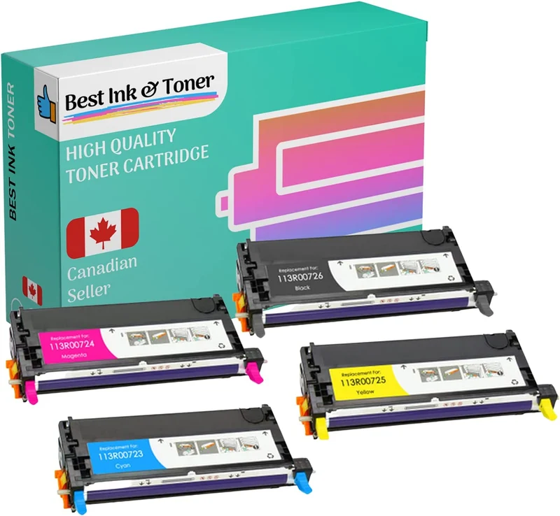 Best Toner replacement for Xerox 113R00726 (Black), 113R00723 (Cyan), 113R00724 (Magenta), 113R00725 (yellow) Toner Cartridge COMBO PACK OF 4 COLORS Compatible for Xerox Phaser 6180, 6180MFP (ALL 4 COLORS (BK/C/M/Y))