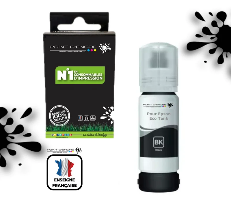 T6641 / C13T66414A - NOIR - Grande capacité de Marque Francaise POINT D'ENCRE Pour imprimante compatible EPSON (eep)