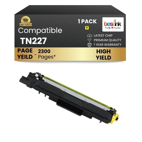 Brother TN227 Compatible Yellow Toner Cartridge High Yield Version of TN223 - With Chip ( 1 Pack )