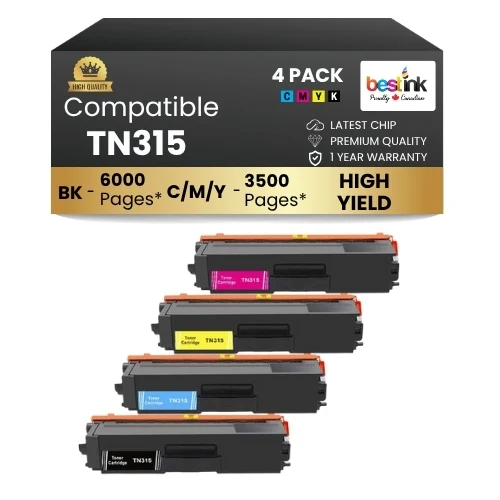 Brother TN315 Compatible Toner Cartridge Combo High Yield BK/C/M/Y ( 4 Pack )