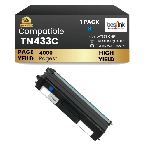 Compatible Brother TN433C Cyan Toner Cartridge High Yield ( 1 Pack )