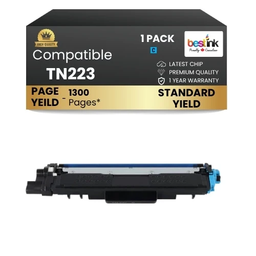 Brother TN223 Compatible Cyan Toner Cartridge - With Chip ( 1 Pack )