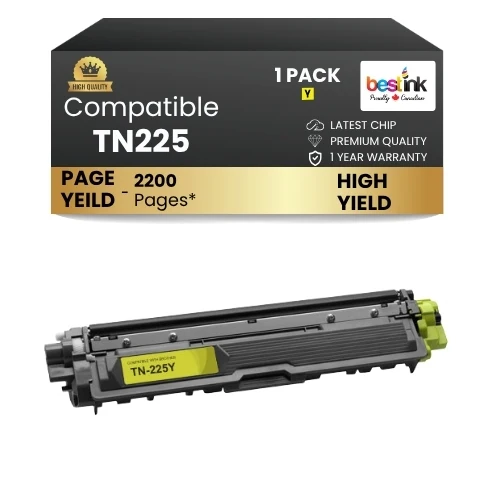Brother TN225 Compatible Yellow Toner Cartridge High Yield ( 1 Pack )