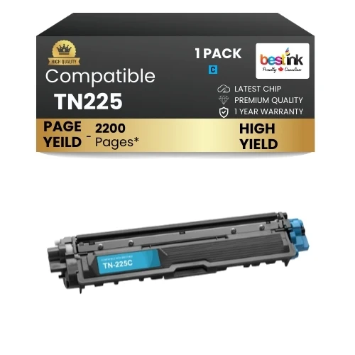 Brother TN225 Compatible Cyan Toner Cartridge High Yield ( 1 Pack )