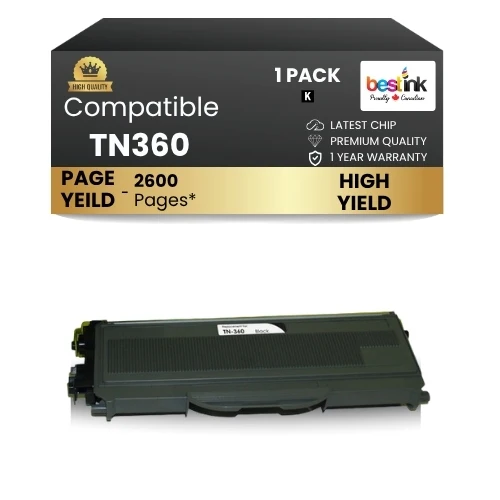 Compatible Brother TN360 Black Toner Cartridge (1 Pack)