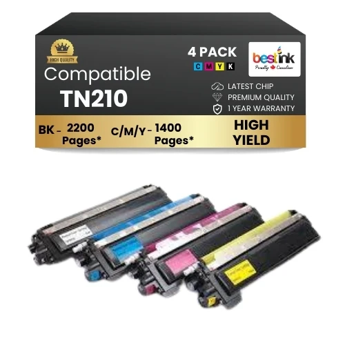 Brother TN210 Compatible Toner Cartridge BK/C/M/Y (4 Pack)