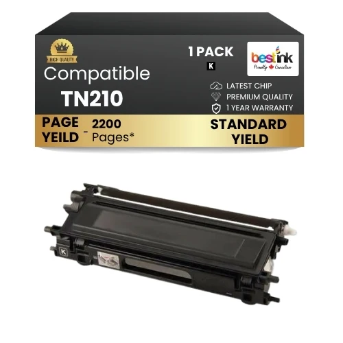 Brother TN-210BK Compatible Black Toner Cartridge ( 1 Pack ) Standard Yield
