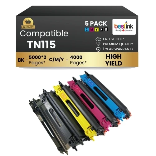 Compatible Brother TN115 Toner Cartridge High Yield 2BK/C/M/Y(5 Pack)