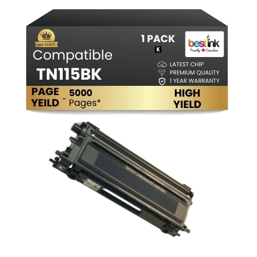 Compatible Brother TN115BK Black Toner Cartridge High Yield ( 1 Pack )