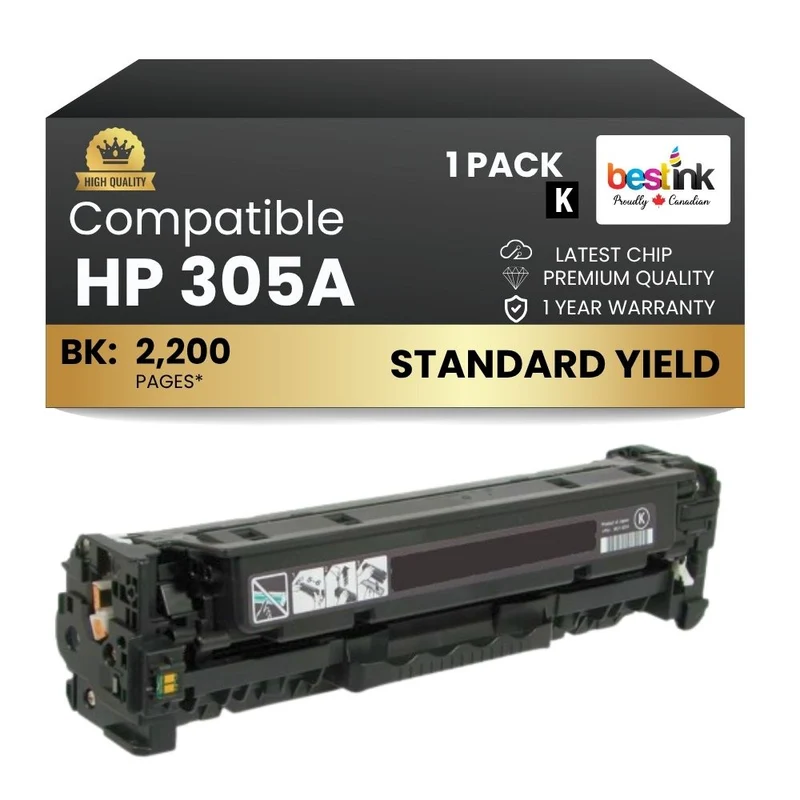Compatible HP 305A CE410A Black Toner Cartridge Standard Yield