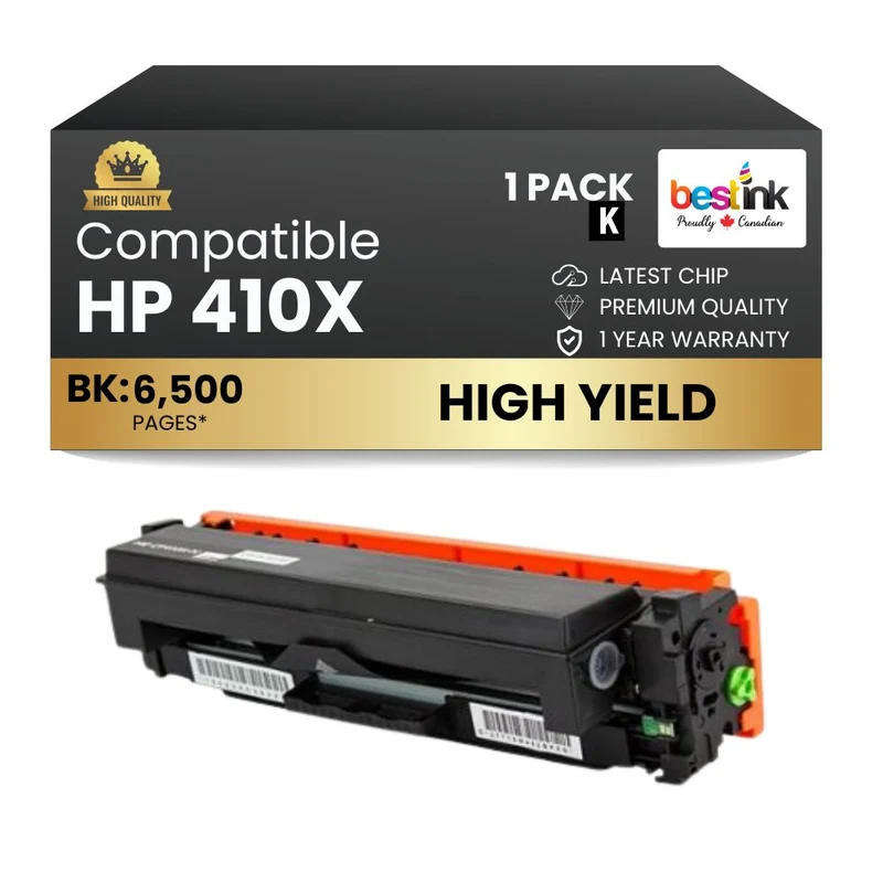 Compatible HP 410X CF410X Black Toner Cartridge High Yield