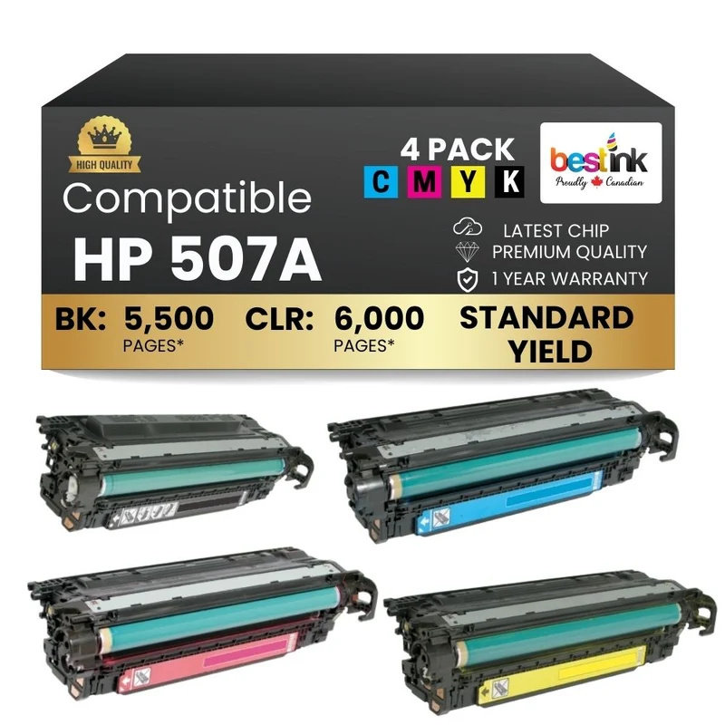 Compatible HP 507A Toner Cartridge Combo BK/C/M/Y (4 Pack)
