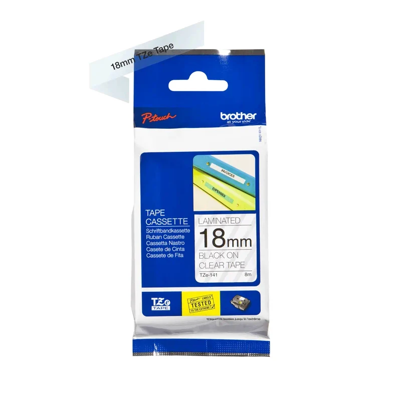 Cassette originale à ruban pour étiqueteuse Brother 18mm transparent - TZe-141