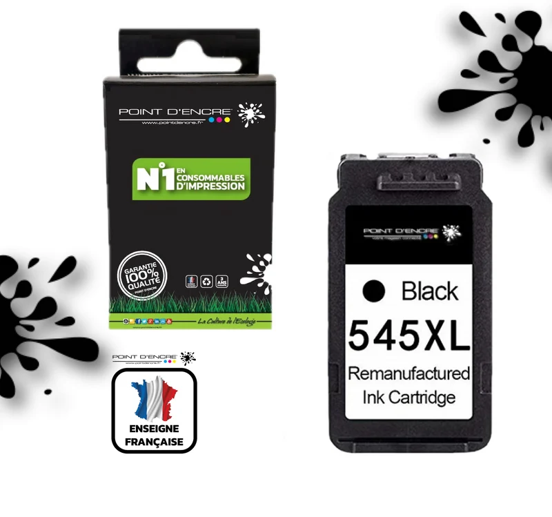 PG-545XL - NOIR - 8286B001/8287B001 Grande capacité de Marque Francaise POINT D'ENCRE - Pour imprimante compatible CANON (cec)