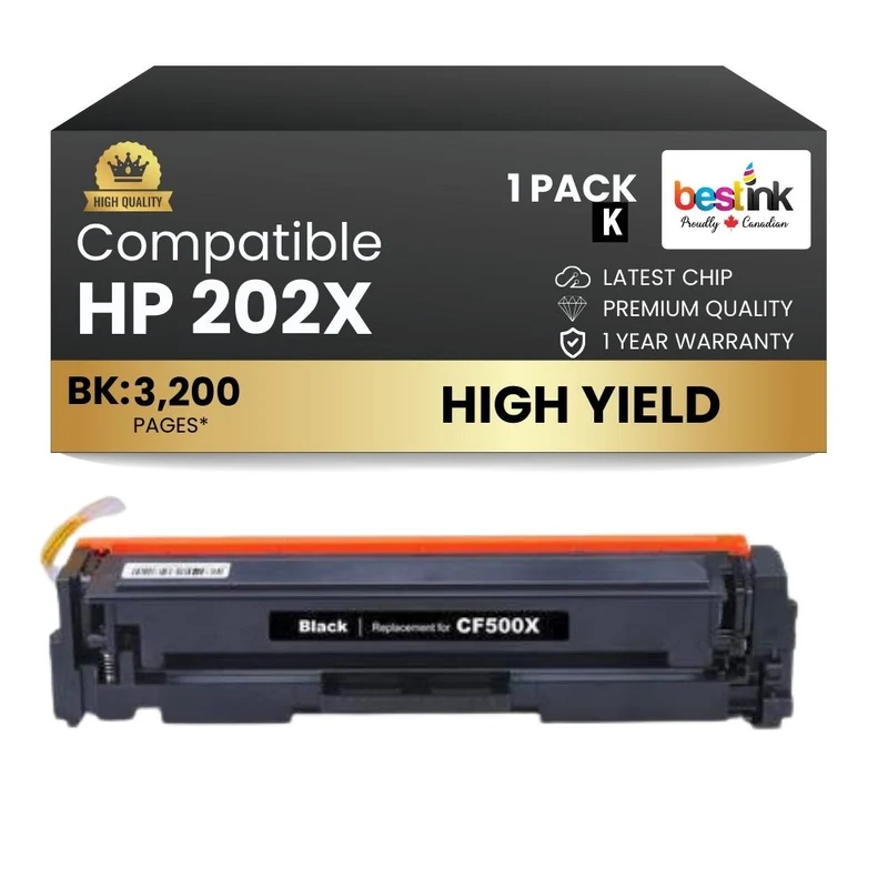 Compatible HP 202X CF500X Black Toner Cartridge High Yield