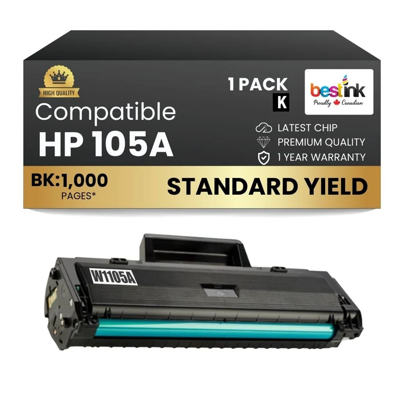 Compatible HP 105A W1105A Black Toner Cartridge Standard Yield (1 Pack)