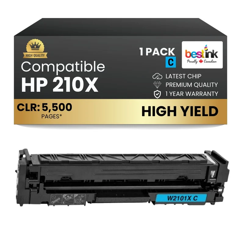 Compatible HP 210X W2100X Cyan Toner Cartridge High Yield 1 Pack