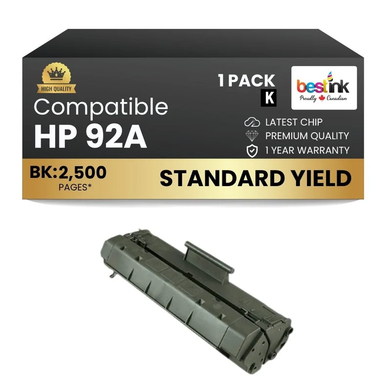Compatible HP 92A C4092A Black Toner Cartridge (1 Pack)