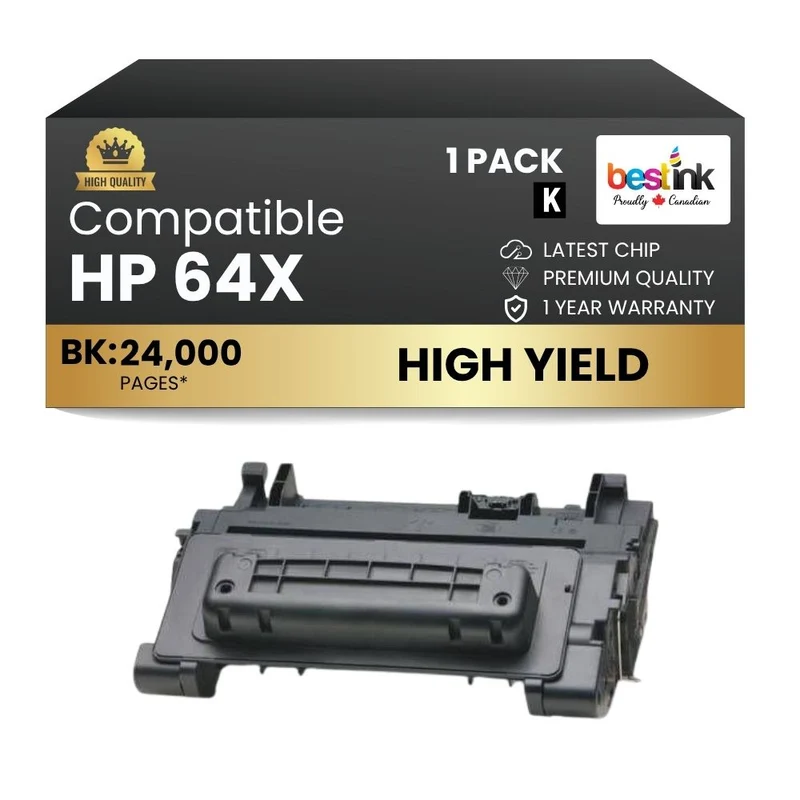 Compatible HP 64X CC364X Black Toner Cartridge High Yield (1 Pack)