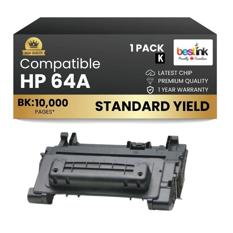 Compatible HP 64A CC364A Black Toner Cartridge (1 Pack)
