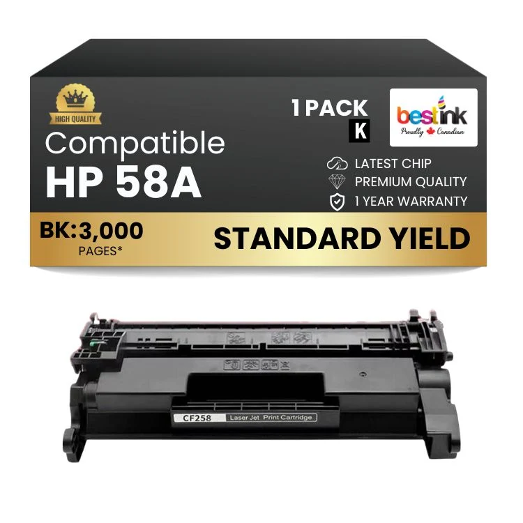 Compatible HP 58A CF258A Black Toner Cartridge - With Chip (1 Pack)