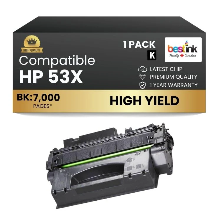 Compatible HP 53X Q7553X Black Toner Cartridge High Yield (1 Pack)