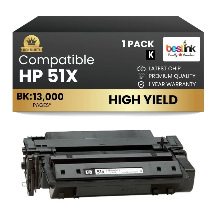 Compatible HP 51X Q7551X Black Toner Cartridge High Yield (1 Pack)