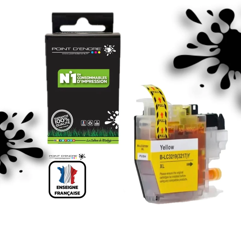 LC3219/LC3217XL - JAUNE - Grande capacité de Marque Française POINT D'ENCRE Pour imprimante compatible BROTHER (ceb)