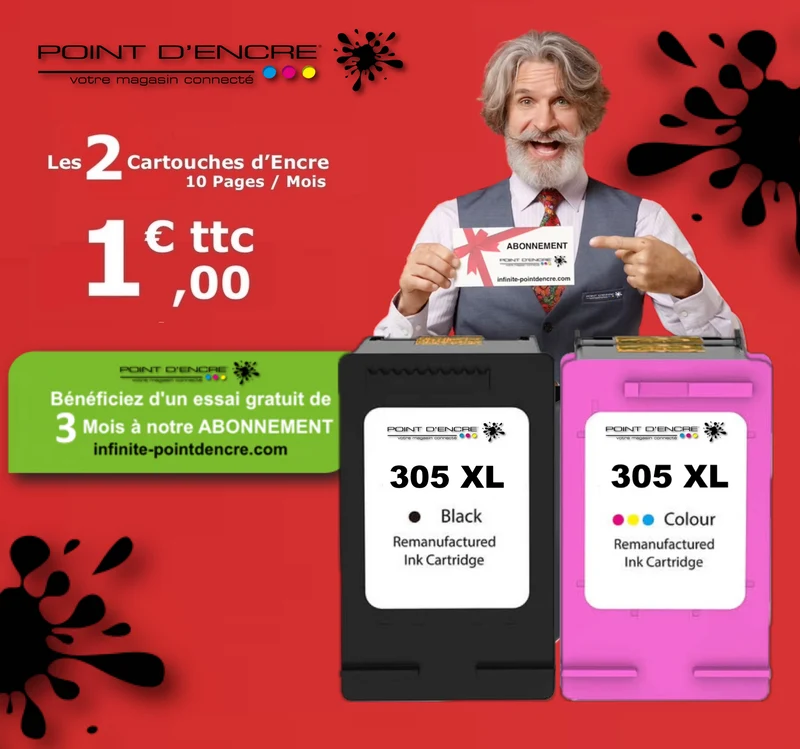 305XL / 305 Multipack de Cartouches d'encre infinite-pointdencre - Cartouches couleur /Cyan/Magenta/Jaune pour imprimante compatible HP (cehp)