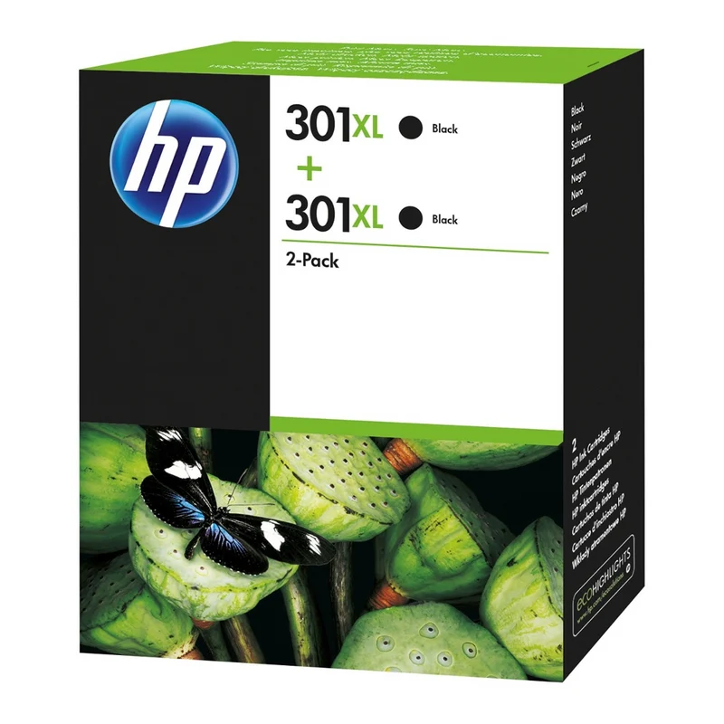 Pack de 2 cartouches d'encre - 2 noires d'origine HP 301XL - D8J45AE