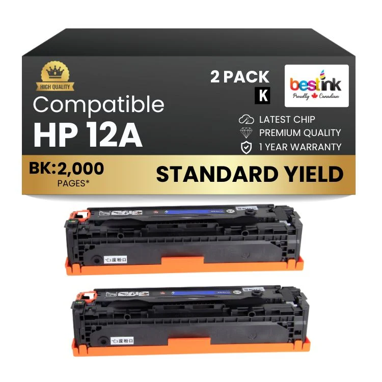 Compatible HP 12A Q2612A Black Toner Cartridge (2 Pack)