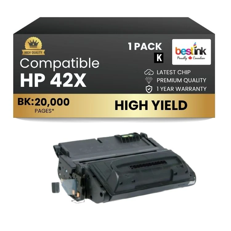Compatible HP 42X Q5942X Black Toner Cartridge High Yield (1 Pack)