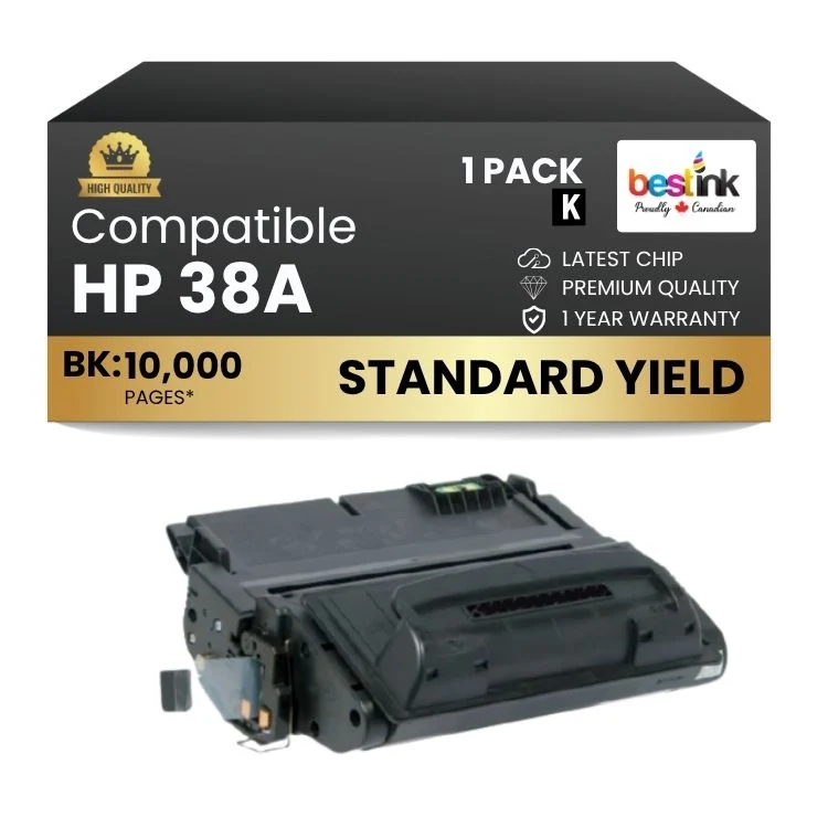 Compatible HP 38A Q1338A Black Toner Cartridge (1 Pack)