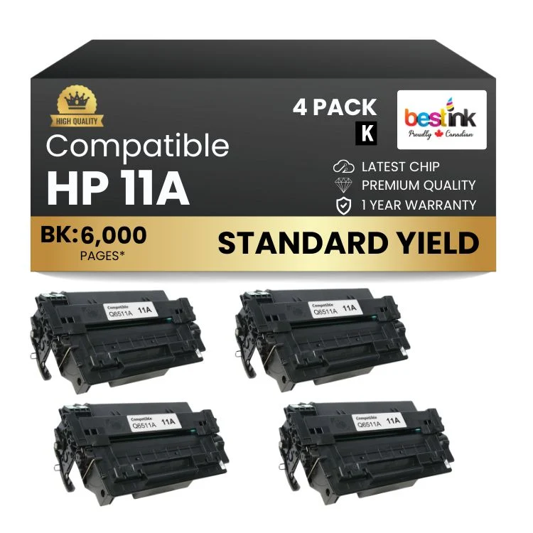 Compatible HP 11A Q6511A Black Toner Cartridge ( 4 Pack)