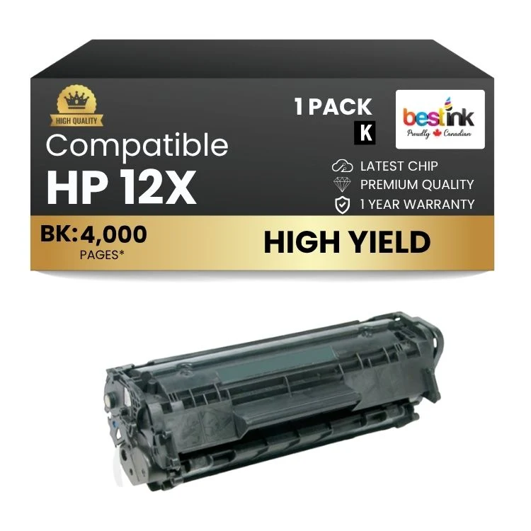 Compatible HP 12X Q2612X Black Toner Cartridge High Yield
