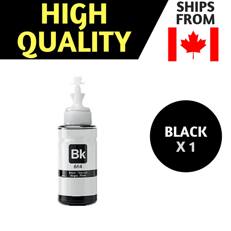 Best Ink Compatible Ink Bottle Replacements for 664 T664 (1 Black) T664 for use in Expression Series ET-2500, ET-2550, ET-2600 WorkForce Series ET-4500 (Black upto 4000 Pages)