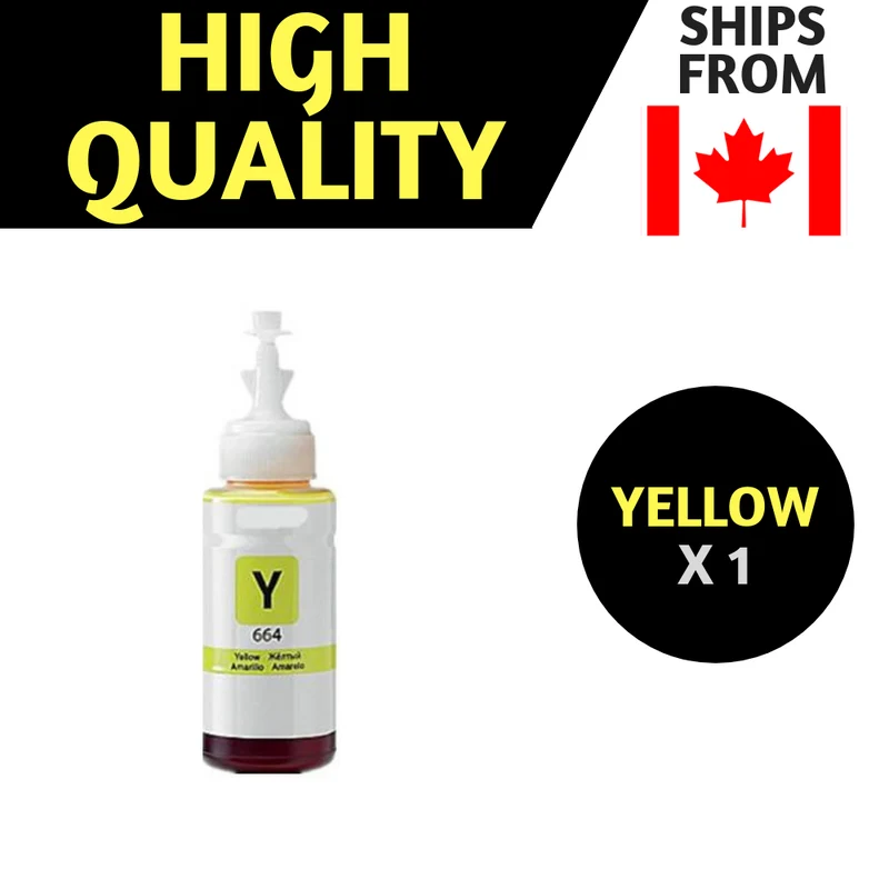 Best Ink Compatible Ink Bottle Replacements for 664 (1 Yellow ) T664 for use in Epson - Expression Series ET-2500, ET-2550, ET-2600, ET-2650, ET-3600, WorkForce ET-16500, ET-4500, ET-4550