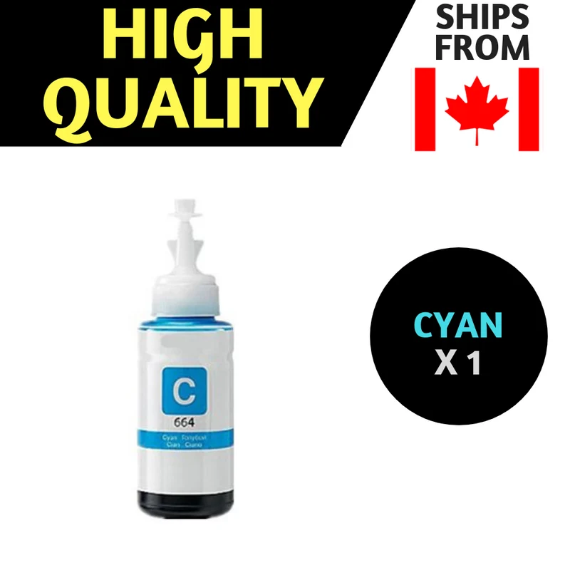 Best Ink Compatible Ink Bottle Replacements for 774 & 664 (1 Cyan) T774 , T664 for use in Epson - Expression Series ET-2500, ET-2550, ET-2600, ET-2650, ET-3600, WorkForce ET-16500, ET-4500, ET-4550