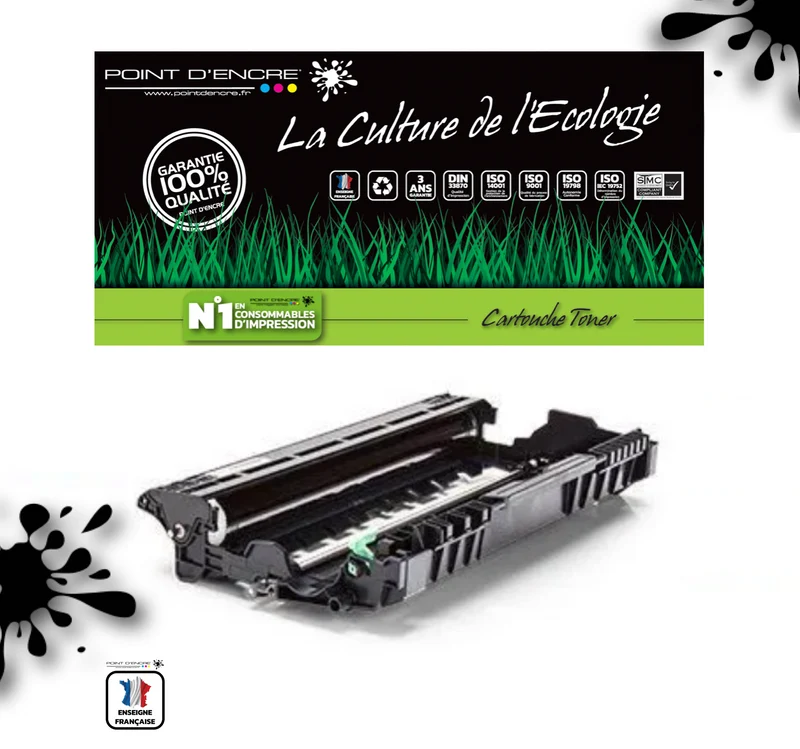 DR2400 (tambour) Pour TN2420 / TN2410 Cartouche d'encre Toner - Noir - Grande capacité Marque Francaise POINT D'ENCRE pour Imprimantes compatibles Brother (clp)