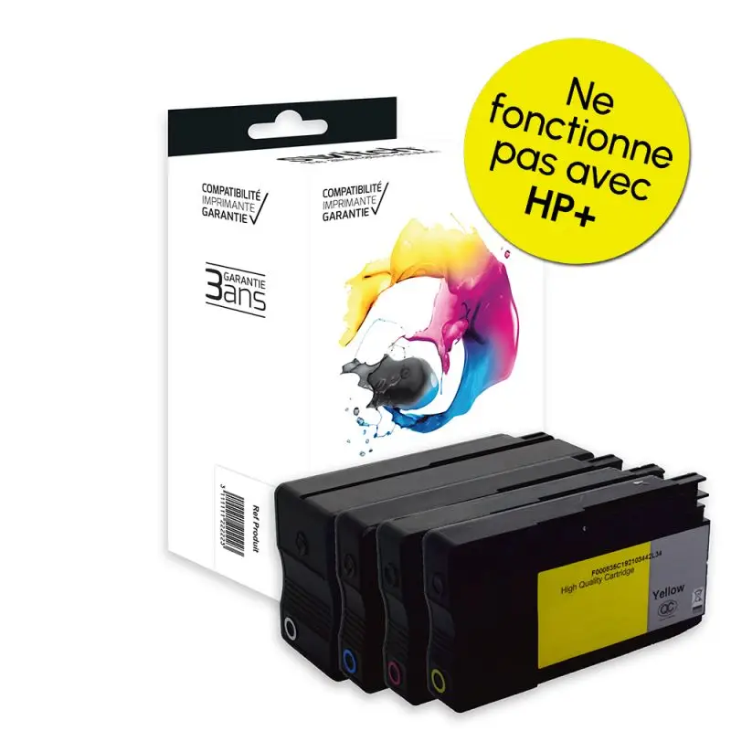 HP 937e Cartouche Pack 4 Couleurs compatible équivalent à 4S6W9NE, 4S6W6NE, 4S6W7NE