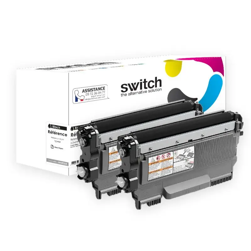 Brother TN-2220 Toner Pack 2 Noir compatible équivalent à TN-2010, 2030, 2210 · Switch