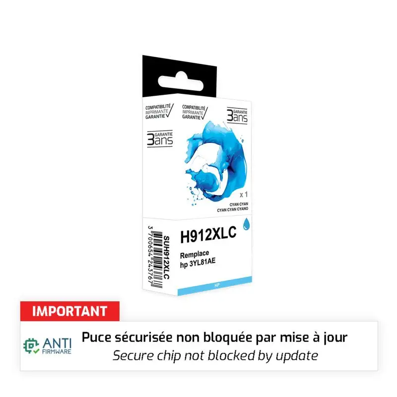 HP 912XL Cartouche Cyan compatible équivalent à 3YL81AE · Switch