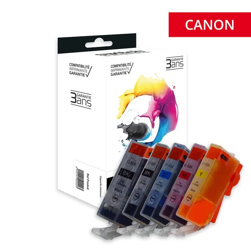 Canon 525/526 Cartouche Pack 5 Couleurs compatible équivalent à PGI-525, CLI-526 · Switch