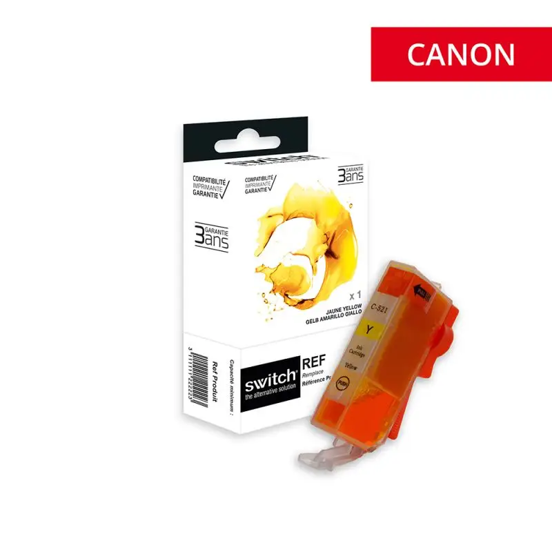 Canon 521 Cartouche Jaune compatible équivalent à CLI-521Y, 2936B001 · Switch