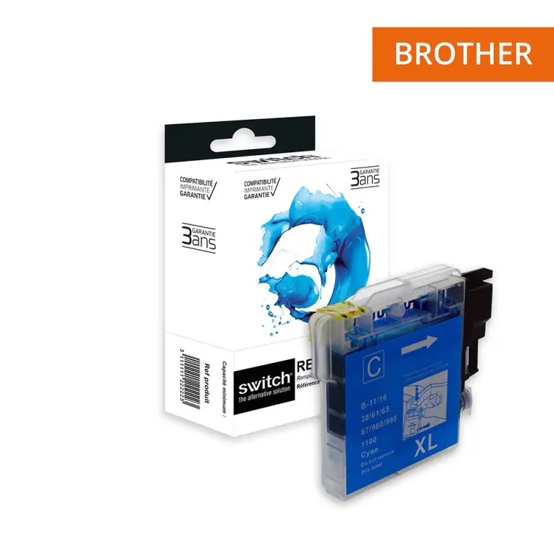 Brother 980/1100 Cartouche Cyan compatible équivalent à LC980, LC1100C · Switch