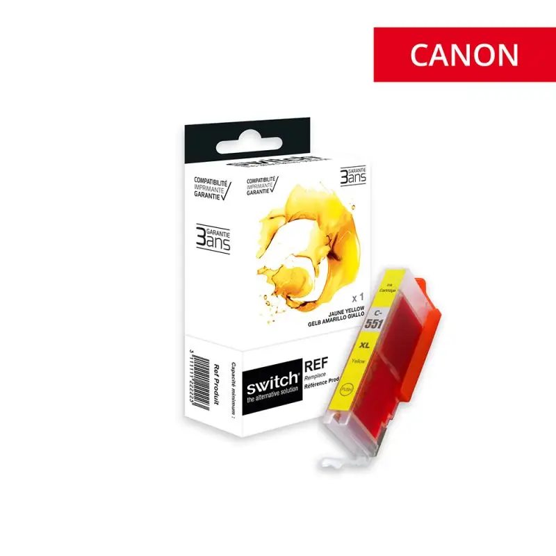 Canon 551XL Cartouche Jaune compatible équivalent à CLI551YXL, 6446B001 · Switch