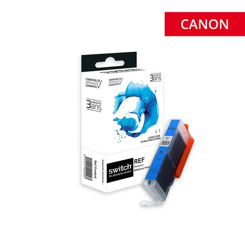 Canon 551XL Cartouche Cyan compatible équivalent à CLI551CXL, 6444B001 · Switch