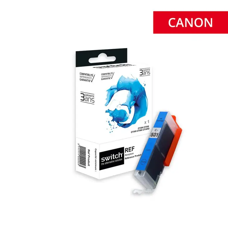 Canon 531 Cartouche Cyan compatible équivalent à CLI-531C, 6119C001 · Switch